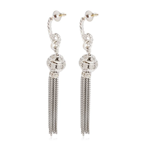 124342 sv David Yurman Diamond Tassel Earrings in Sterling Silver 05 CTW