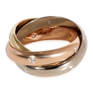 Cartier Trinity Ring with Diamonds in 18K 3 Tone Gold 019 CTW Cart