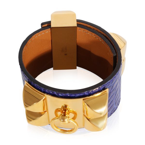 124378 pv Hermès Collier de Chien Bracelet Blue Shiny Alligator 2014