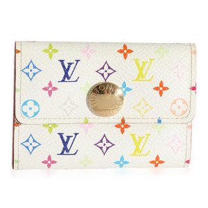 Louis Vuitton x Takashi Murakami White Monogram Multicolore Card Holder Louis Vuitton Monogram Pallas BB Handbag Brown