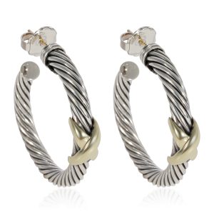 David Yurman X Hoop Earrings in 14k Yellow GoldSterling Silver Louis Vuitton Monogram Portefeuille Multiple Wallet Brown