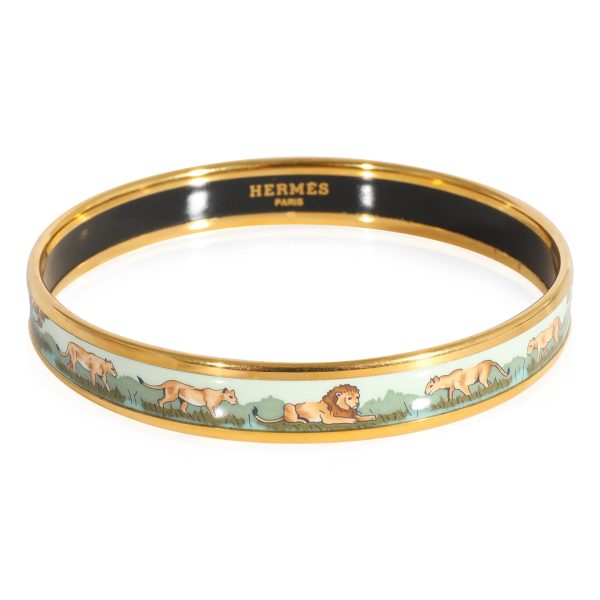 Hermès Printed Enamel Narrow Bangle Africa Design with Lions Hermès Printed Enamel Narrow Bangle Africa Design with Lions