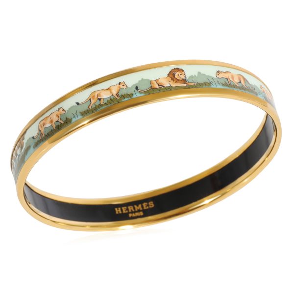 124647 pv Hermès Printed Enamel Narrow Bangle Africa Design with Lions