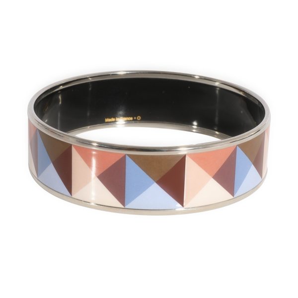 124651 bv Hermès Plated Clous en Trompe LOeil Wide Enamel Bangle 62MM