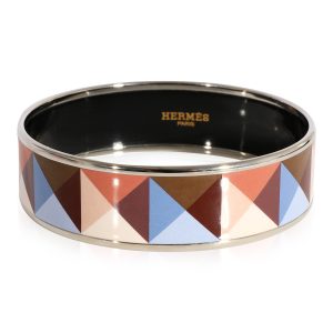 Hermès Plated Clous en Trompe LOeil Wide Enamel Bangle 62MM TIFFANYCo Tiffany T Smile Bracelet K18WG White Gold