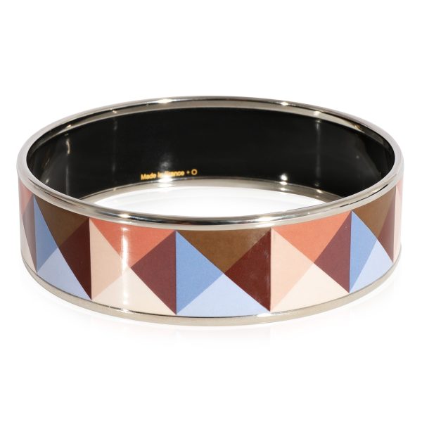 124651 sv Hermès Plated Clous en Trompe LOeil Wide Enamel Bangle 62MM