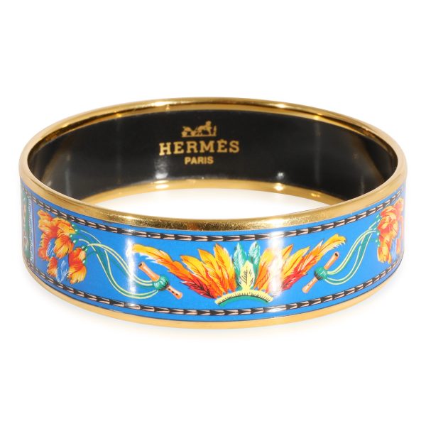 Hermès Plated Enamel Brazil Design Blue Orange Colorways Bracelet 62MM Hermès Plated Enamel Brazil Design Blue Orange Colorways Bracelet 62MM