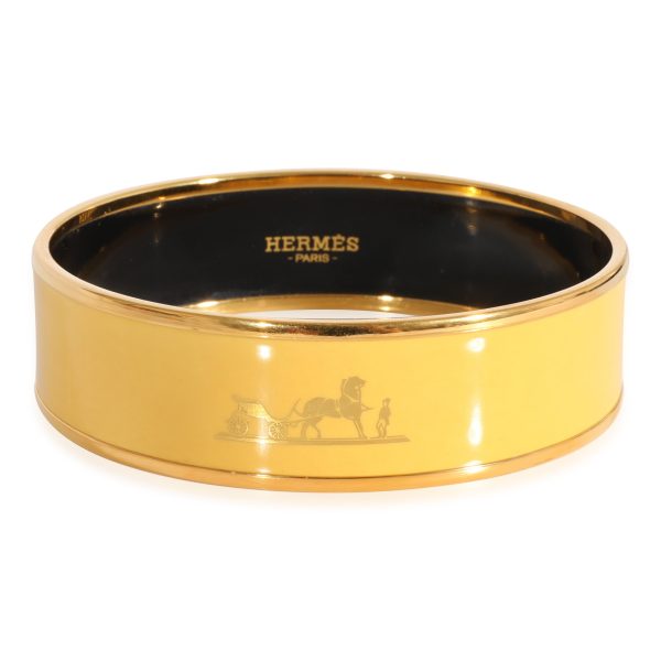 Hermès Plated Wide Yellow Enamel Bangle with Caléche Hermès Plated Wide Yellow Enamel Bangle with Caléche