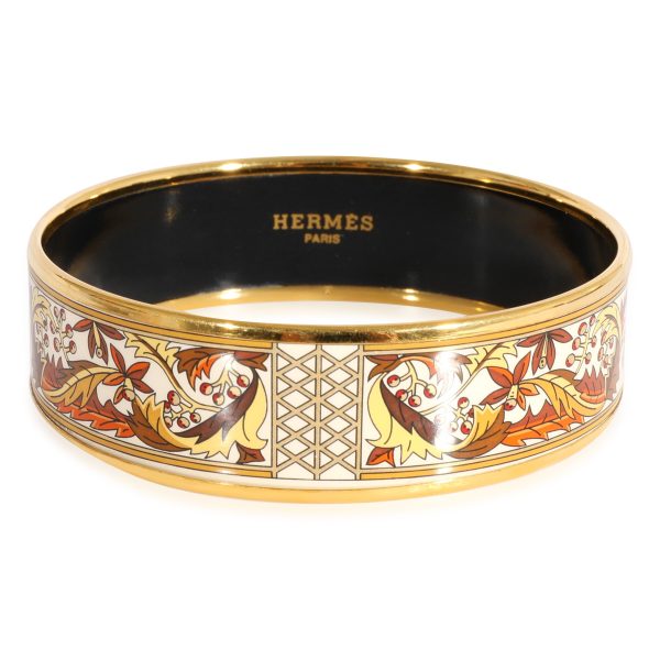 Hermès Plated Enamel Bracelet with Scrolling Leaves Berry Clusters 62mm Hermès Plated Enamel Bracelet with Scrolling Leaves Berry Clusters 62mm