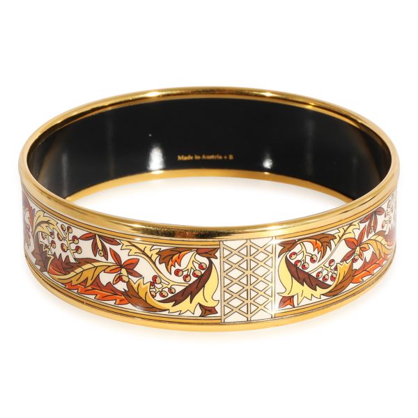 124654 sv 9e0a2d73 a02a 4aa0 b9ef 7e43f4ab36d7 Hermès Plated Enamel Bracelet with Scrolling Leaves Berry Clusters 62mm