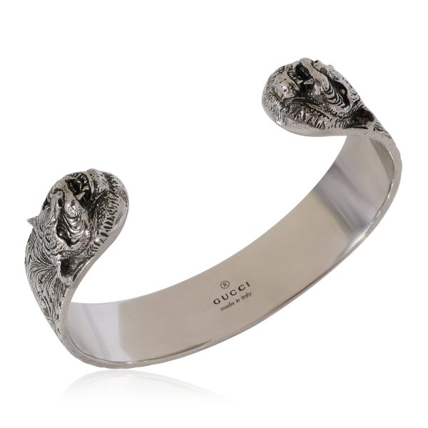 124686 av 6caf7275 2b9b 4fdf 9f64 c7a6b4d524f0 Gucci Gatto GG Cuff Bangle with Feline Head in 925 Sterling Silver