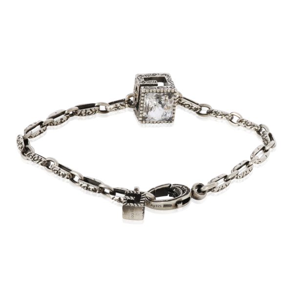 124687 sv 738b6625 343b 4e40 9751 73dab7aedc1f Gucci GG Cube Bracelet with White Crystals in 925 Sterling Silver