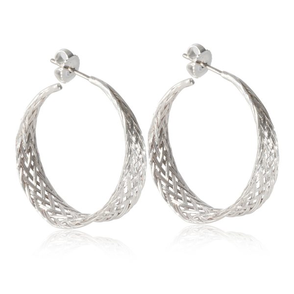 124760 sv Tiffany Co Woven Tapered Hoop Earring in Sterling Silver