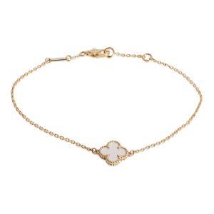 Van Cleef Arpels Alhambra Mother Of Pearl Bracelet in 18k Yellow Gold Cart