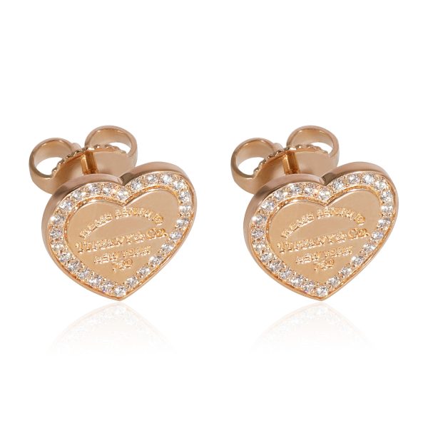 124782 sv Tiffany Co Return To Tiffany Diamond Heart Earrings in 18k Rose Gold 026 CTW