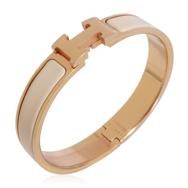 124822 av 5bf81ae2 2a70 4c44 966d caa55ac51be4 Hermès Rose Gold Plated Clic H With Beige Center