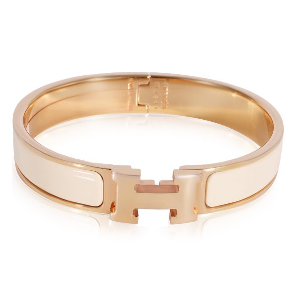 Hermès Rose Gold Plated Clic H With Beige Center Hermès Rose Gold Plated Clic H With Beige Center