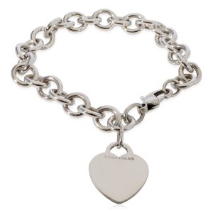 Tiffany Co Heart Tag Bracelet in Sterling Silver Stephen Webster Crossover Diamond Thorn Ring in 18K White Gold 039 CTW