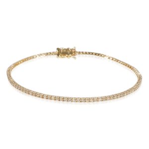 Diamond Tennis Bracelet in 14k Yellow Gold 108 CTW CHANEL Matelasse Cocomark Caviar Skin Waist Bag White