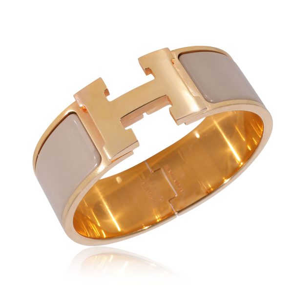 125112 pv Hermès Gold Plated Clic Clac H Marron Glacé Bracelet