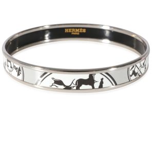 Hermes Plated Enamel Bracelet With Horse Design 67mm Chanel Caviar Skin Tote Bag Black