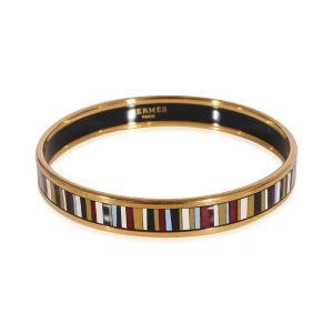 Hermès Plated Enamel Narrow Carioca Stripes Bangle 62mm Louis Vuitton Petit Palais PM Handbag Monogram Canvas