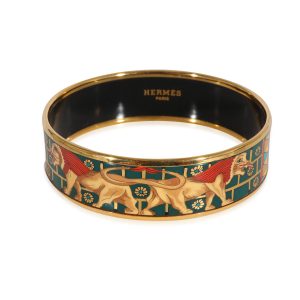 Hermès Gold Tone Bracelet with Lions Cart