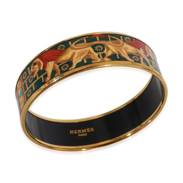 125126 pv Hermès Gold Tone Bracelet with Lions