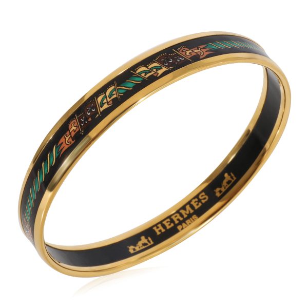 125129 pv 754a433c c17e 4c25 9b7b 3234d1e07361 Hermès Plated Enamel Narrow Bangle with Flags 62mm