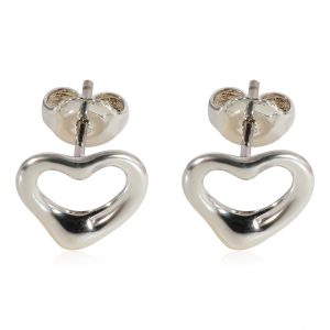 Tiffany Co Elsa Peretti 11 mm Wide Open Heart Earrings in Sterling Silver Cart