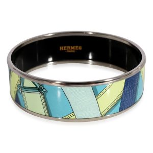 Hermès Plated Cavalcadour Turquoise Wide Enamel Bangle 59mm Fendi Peekaboo Small Leather Shoulder Bag Beige