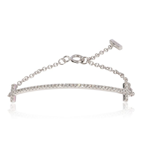 Tiffany Co T Smile Baby Bracelet in 18k White Gold 009 CTW Tiffany Co T Smile Baby Bracelet in 18k White Gold 009 CTW