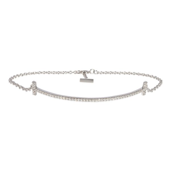 Tiffany Co T Smile Bracelet in 18k White Gold 012 CTW Tiffany Co T Smile Bracelet in 18k White Gold 012 CTW