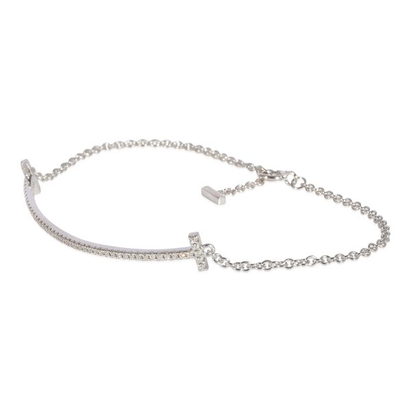 125228 sv Tiffany Co T Smile Bracelet in 18k White Gold 012 CTW