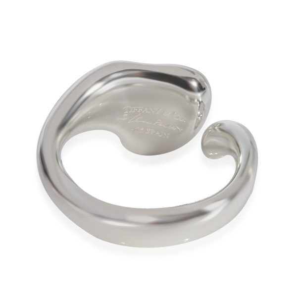 Silver Fashion Ring Tiffany Co Elsa Peretti Diamond Full Heart Open Ring Sterling Silver 005 CTW