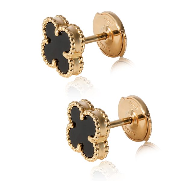 125460 bv Van Cleef Arpels Sweet Alhambra Black Onyx Earrings in 18k Yellow Gold