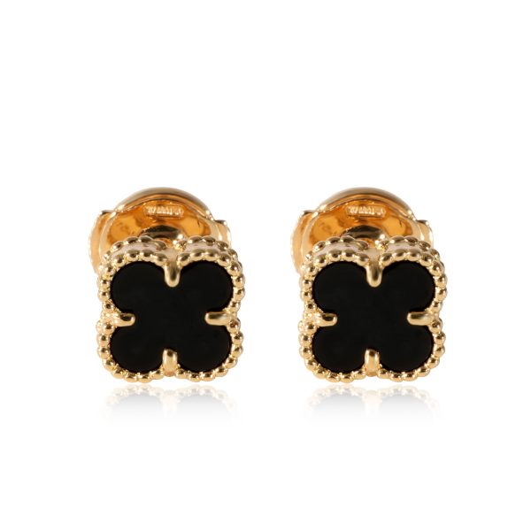 Van Cleef Arpels Sweet Alhambra Black Onyx Earrings in 18k Yellow Gold Van Cleef Arpels Sweet Alhambra Black Onyx Earrings in 18k Yellow Gold