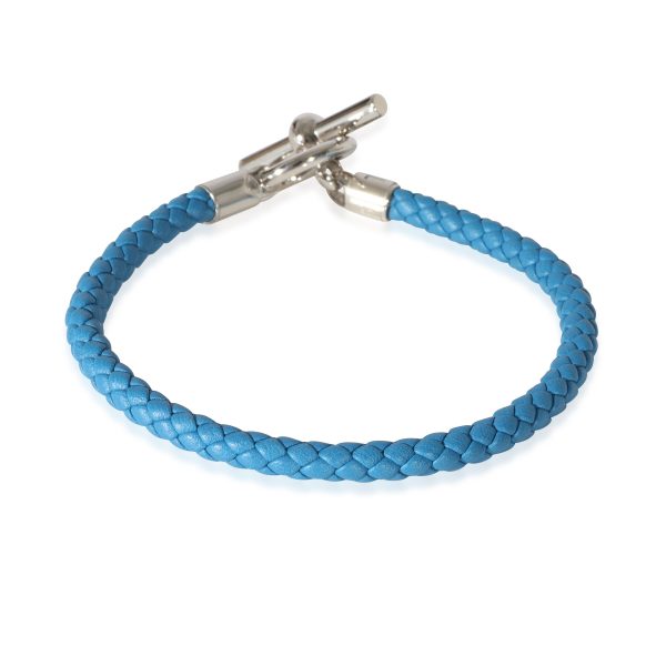 125736 bv 61cd3613 a63d 4388 bbdc a601f37ec759 Hermes Mens Palladium Plated Glenan H Bracelet In Blue Swift Calfskin