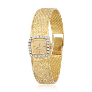 Omega Cocktail 8127 Womens Watch in Yellow Gold Louis Vuitton My Lock Me Taurillon Leather Handbag Noir Black