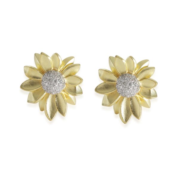 Morelli Flower Diamond Earrings in 18k White GoldYellow Gold 05 CTW Morelli Flower Diamond Earrings in 18k White GoldYellow Gold 05 CTW