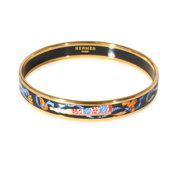 Hermès Plated Narrow Enamel Bangle With Folded Fans Ribbons 62MM Hermès Plated Narrow Enamel Bangle With Folded Fans Ribbons 62MM