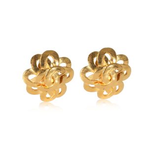 Chanel Vintage 1997 CC Large Button Gold Tone Earring Cart