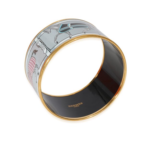 126324 bv e59b5091 41c0 46fe 98a1 df87a8556727 Hermès Plated Extra Wide Couvetures et Tenues du Jour Enamel Bangle 62MM