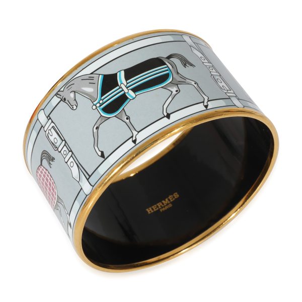 126324 pv 65726a0d 35d4 4255 87e7 31d6456a96cf Hermès Plated Extra Wide Couvetures et Tenues du Jour Enamel Bangle 62MM