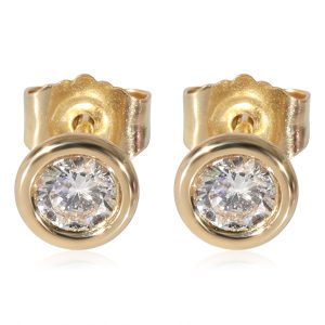 Diamond Bezel Set Stud Earrings in 14K Yellow Gold 036 CTW G HSI2 Louis Vuitton Speedy 35 Monogram Handbag Brown