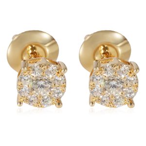 Diamond Cluster Earrings in 14K Yellow Gold 057 CTW G HSI Louis Vuitton City Pochette Monogram Pouch Clutch Bag Denim Blue