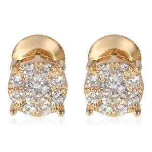 Diamond Cluster Earrings in 14K Yellow Gold 093 CTW G HSI2 Cart