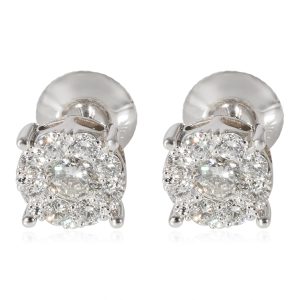 Diamond Cluster Stud Earrings in 14K White Gold 094 CTW G HSI2 CHANEL No 5 Coco Mark Tote Bag Canvas Leather Black