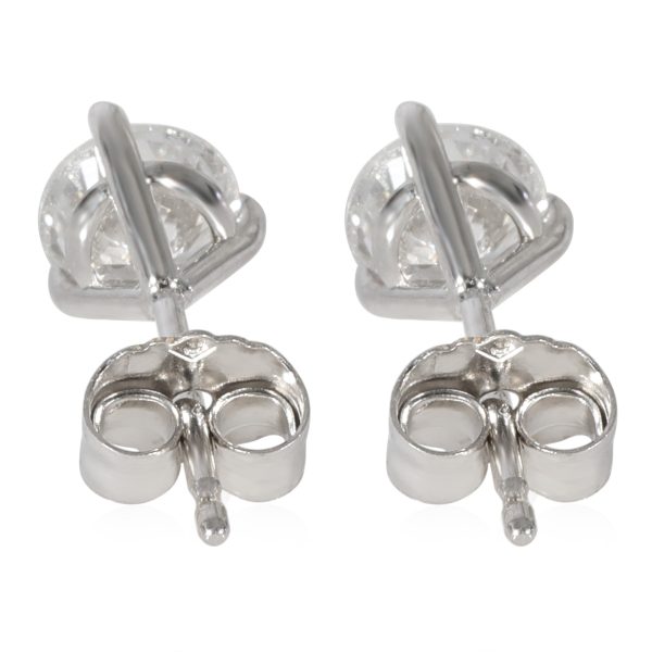 127398 bv Diamond Stud Earrings 3 Prong in 14K White Gold 101 CTW