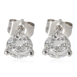 Diamond Stud Earrings 3 Prong in 14K White Gold 101 CTW Louis Vuitton Passy GM Handbag Tote Bag Black Epi